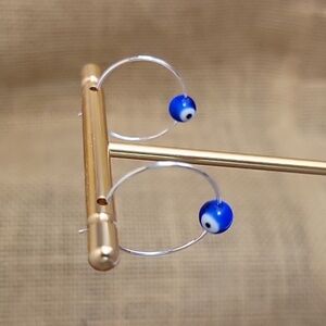 EVIL EYE STERLING SILVER HOOPS